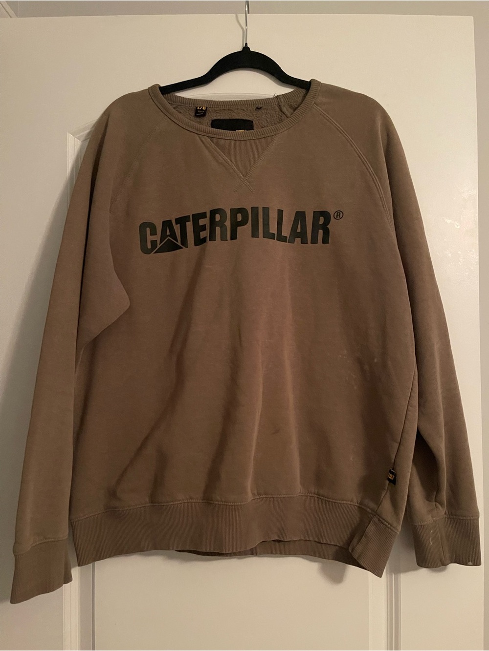 Caterpillar Men's Crewneck Sweatshirt in Taupe with Black Logo
